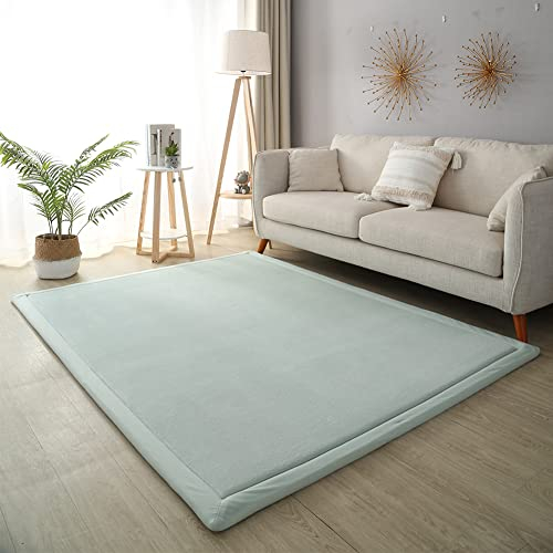 CASTLYE Kinderteppich Teppich Verdickung Korallen Samt Teppich Korallensamtteppich Kinder Krabbeldecke Weiche Tatami Teppiche Kinder rutschfeste Vergrößern Spielmatte Yogateppich, Hellgrün,200x300cm