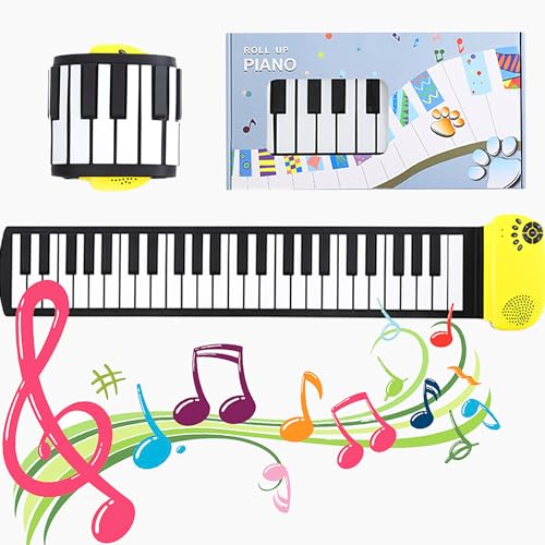 XUBX Portable Electronic Music Instrument Hand Roll, Portable flessibile 49 tasti Roll Up Soft Keyboard Piano, flessibile pieghevole Roll Up Educational Electronic Music Piano Keyboard