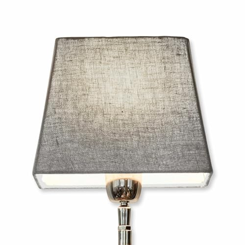 Loberon Lampenschirm Linderas, stilvolle Rechteck-Form, für Tisch- oder Stehlampen geeignet, passend für E-14-Fassungen, Wohn-Accessoire, Lampenzubehör, Leinen, Kunststoff, Eisen, Taupe