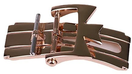EZZON Für Vacheron Constantin Uhrenzubehör, Lederarmband, Schnalle, 316L Edelstahl, Faltschließe, Doppelverschluss, Schmetterlingsschnalle, 18 mm, rose gold, 18mm