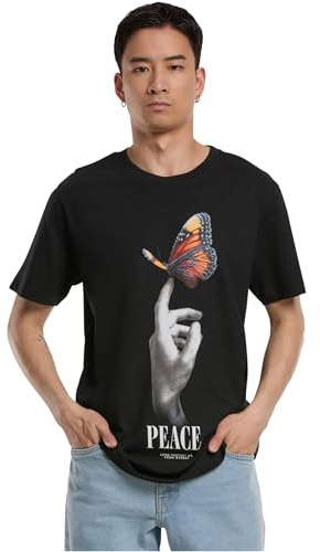 Mister Tee Herren T-Shirt Peace Butterfly Tee, Print T-Shirt, Regular Fit, Streetwear