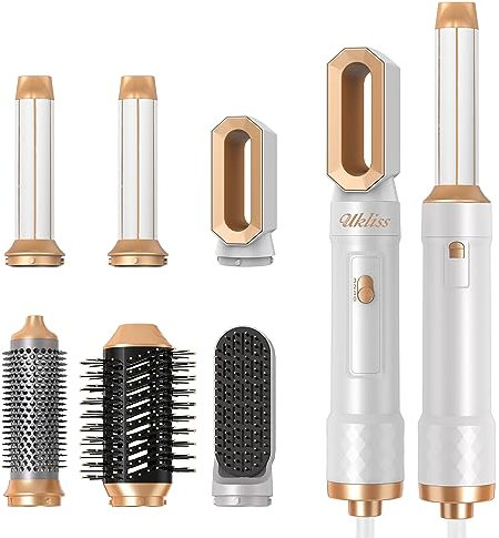 UKLISS Warmluftbürste Set 6 in 1, Ionen Haartrockner mit Air Auto-Wrap Lockenstab Haarglätter Bürsten Massage Bürsten Multistyler Haarstyler Airstyler Set für Frauen Styling Glatten Locken Volumen