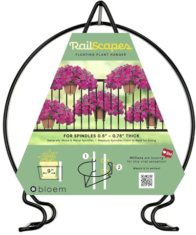 Railscapes Bloem 0.5-0.75 - 1 Pack - Floating Railing Planter Holder - Tool-Free Installation, Up to 10 Planter, Gardening & Plants, 15lb Capacity