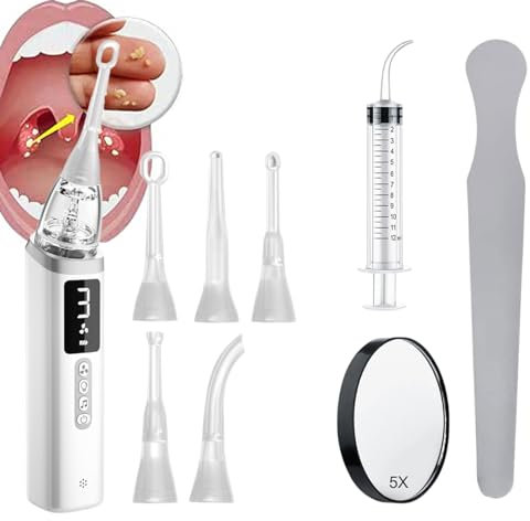 KSGSFSA Kit de Dissolvant de Pierre D'amygdale avec Seringue D'irrigation, Irrigateur Oral Et Loupe 5X for L'élimination de la Pierre D'amygdale