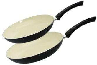 ELO 9807250 Pfannen-Set, 2 Stück, Aluminium, alle Herdarten, ohne PFAS, antihaftbeschichtet, zum Kochen, Kochen, Aluminium, Keramik, Schwarz, 24 x 4,5 cm