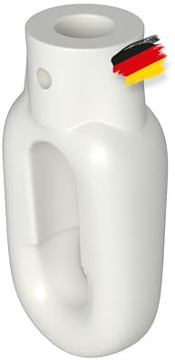 BAUHELD® Occhiello per tenda da sole in plastica [Made in Germany] – Supporto per tenda da sole con gancio macellaio [ovale] – occhiello a manovella in bianco traffico – RAL9016 – foro 12 mm – foro