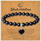XIANNVXI Obsidian Armband Damen Schwarz Herz Armband Heilsteine Stein 8mm Perlen Edelstein Armbänder Glücksarmband Geburtstagsgeschenk für Freundin Mama Geschenke