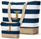 oscaurt Strandtasche Badetasche XXL Shopper Tasche Damen Umhängetasche Wasserdicht Beach Tote Bag mit Reißverschluss Faltbare Reisetasche Travel Bag Sporttasche (J-Dunkel Blau)