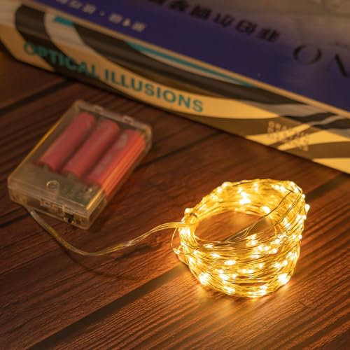 Wekrigh Stringa Luci Led a Batteria, 10M 100 LED Lucine Led Decorative a Batteria Tre modalità Catena Luminosa Lucine Fata Luci per Natale, Interni, Esterni, Casa, Feste (1 Pezzi Bianco caldo)