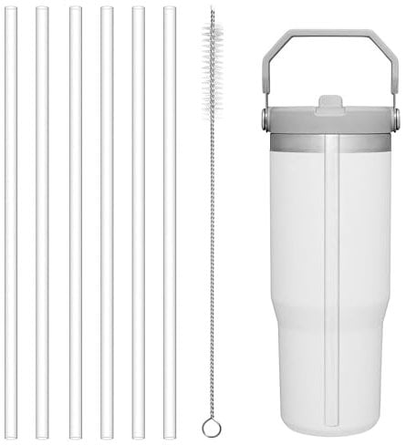 Yuecda Ersatz-Strohhalm für Stanley Iceflow 850 ml, wiederverwendbar, transparent, kompatibel mit Stanley IceFlow Flip Trinkhalmen mit Strohhalm-Reinigungsbürste für Stanley (nur passend für Iceflow