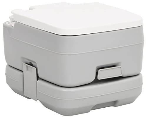 Home Garden Toilettes de camping portables en polyéthylène haute densité Gris et blanc 10 + 10 l
