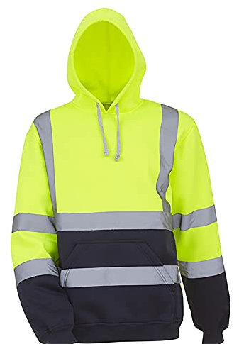 UHouse Hoodie Herren Winter Baumwolle Arbeitspullover mit Kapuze Warnschutz Kapuzenpullover mit Taschen Gefütterte Sweatshirt Sport Hoody Herren-Sweatshirt Grün L