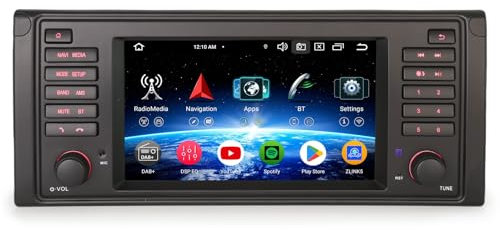 Erisin 7 Zoll 8-Kern 4GB+64GB Android 14 Autoradio Bluetooth GPS Navigation für BMW 5 Series 5er E39 M5 Unterstützt Kabelloses CarPlay Android Auto WiFi 4G DSP DAB+ OBD2 DVB-T2 USB RDS FM Canbus