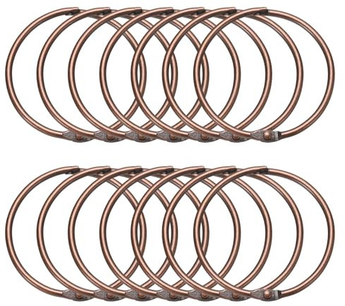 sourcing map 14pcs Shower Curtain Rings, 2 Inch ID Metal Round Snap Shower Curtain Hooks Glide Smoothly Shower Hooks for Bathroom Shower Curtain Rods, Vintage Copper