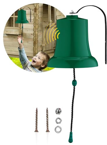 Spielturmking® Schiffsglocke Felix - Wetterfestes Spielturm Zubehör - Mit echtem Geräusch Dank Metallglocke, Glocke für Spielturm, Stabile Metallhalterung, Spielturm Glocke, Spielplatz (Dunkelgrün)