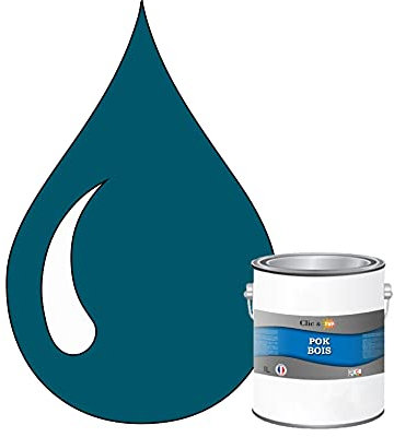 POK Peinture extérieure bois - Résistante aux intempéries BOIS - 1L - RAL 5009 Bleu azur