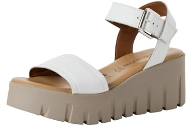 Tamaris Damen Sandalette mit Keilabsatz, weiß, 36 EU