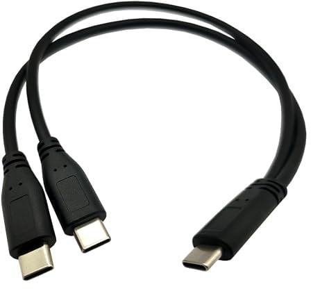 Halokny USB C Splitter Charge Cable,1 Feet USB Type C Male to 2 Dual USB Type C Male Y Splitter Extension Charging Cable(Only for Charging)