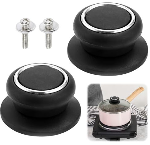 Pot Lid Replacement Knob, Universal Pan Lid Holding Handle, Replacement Knobs for Cookware, Heat-Resistant Bakelite and Stainless Steel Handles,Suitable for Various Lids, 2 Set