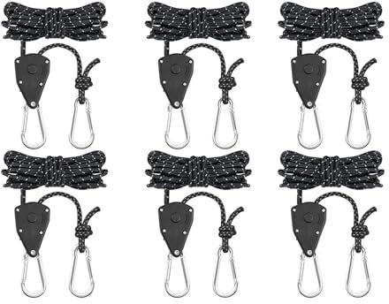 6 Stücke 4M Seilspanner Seilratsche Spannseil Seil mit Karabiner Abspannseile Camping Seil Zeltschnur Zeltseil Zeltwindseil für Zeltaufbau Wanderungen Festivals Zeltspanner für Familien Camper
