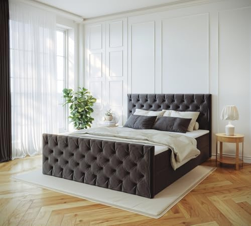 Imebel Boxspringbett 160x200 mit Bettkasten - Bett mit Matratze H3 und 2 Bettkästen - Schlafzimmerbett mit Topper - Bequemes und Elegantes Doppelbett für das Schlafzimmer