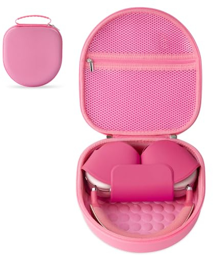 Tasche kompatibel mit Apple Airpods Max Kopfhörern, Hülle Etui Shell für die Aufbewahrung von Kopfhörern auf Reisen und im Freien (Leuchtendes Rosa)