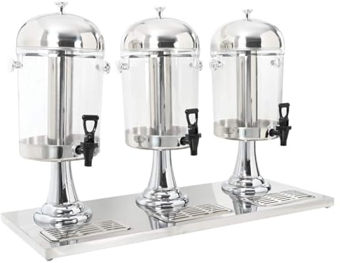 Distributeur de Jus de Fruit avec Robinet, Distributeur de Boisson Fontaine à Cocktail en acier inoxydable 3 x 8 L