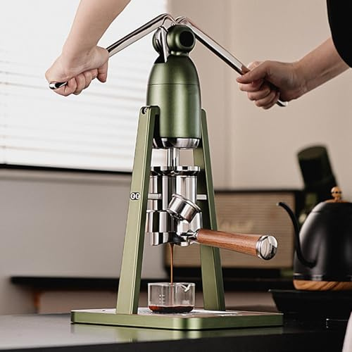 WOTZOV Espressomaschine, Espressomaschine mit manuellem Hebel, mit Manometer, doppelter Druckstange, Extraktionsdruck 0 Bar-12 Bar, für Privathaushalte und Gewerbe