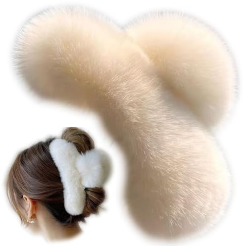 Plüsch Haarklammern, Weicher Plüsch Haarklammern, Haarklammer Groß, Rutschfeste Haarspangen, Haarklammer, Flauschige Plüschs-Haarspangen, Mittelgroß Haarspangens, für Frauen und Mädchen