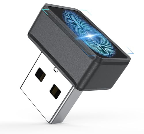 Rocketek USB-A Fingerabdrucksensor - Fingerprint Key - unterstützt bis zu 10 IDs – kompatibel mit Windows Hellow 10/11,360-Grad-Touch USB Fingerabdrucksensor Passwortfrei Sensor für pc, Plug & Play