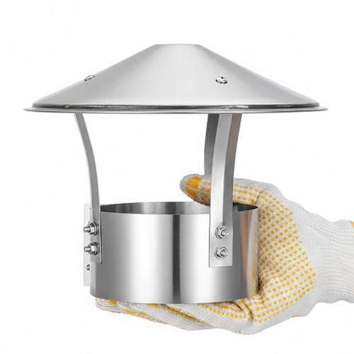 Kaminabdeckung Schornstein Regenhaube Schornsteinabdeckung Edelstahl 304 Kaminhaube Rund Schornsteinaufsatz Wetterfester Kaminaufsatz für Kamin und Ofen Ø75mm-315mm(160mm)