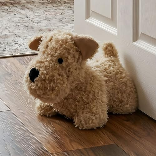 Dekoleidenschaft Türstopper Hund aus Kunstfell, schwer, lustiger Tür- & Fensterstopper, Türfeststeller, Türpuffer Boden