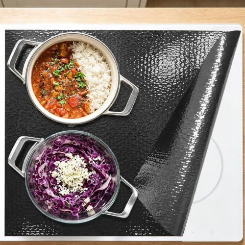 Upgrade Induction Hob Protector Mat 52x61 cm Silicone Heat Resistant Cover | Cut-to-size heat-resistant silicone mat protects cooktop from scratches,spills and heat;non-slip design stays put