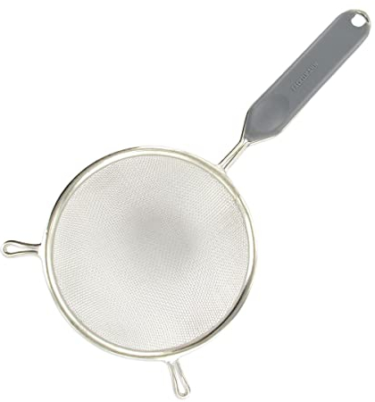 Fackelmann 42340 Passoire tamis, passoire, passoire avec manche, passoire de cuisine, tamis, tamis de cuisine, Acier étamé, Plastique, Gris, Vert, 14 cm