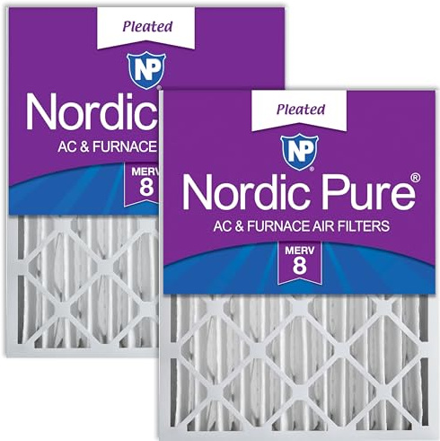 Nordic Pure 16 x 25 x 4 (15_1/2 x 24_1/2 x 3_5/8) Plissee MERV 8 Luftfilter, 2 Stück