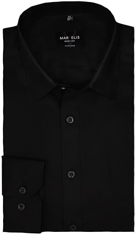 Marvelis Hemd, Body Fit mit extra Langen Arm 69cm, Schwarz, Bügelleicht