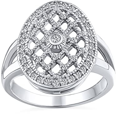 Personalisieren Sie Art Deco Stil Mode Große Ovale Pave Cluster Cz Engagement Statement Ring Für Frauen Für Teenager .925 Sterling Silber Anpassbar