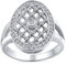 Personalisieren Sie Art Deco Stil Mode Große Ovale Pave Cluster Cz Engagement Statement Ring Für Frauen Für Teenager .925 Sterling Silber Anpassbar