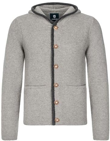 Almbock Herren Strickjacke mit Kapuze, grau, Größe L