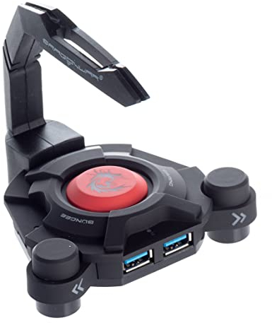 Dragonwar Bungee + USB-Hub 3.0-4 USB 3.0-Anschlüsse - Multidirektionaler und Flexibler Kabelkanal mit LED-Beleuchtung - Dreieckige Silikonbasis - Kabel von 1,5 m