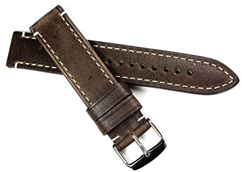 Sulla RIOS1931 20mm Kalbsleder Vintage Aviator Deutsch Uhrenarmband dunkel braun CT