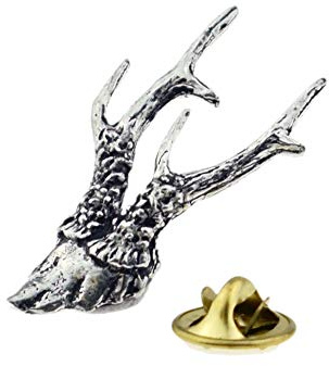 GIFTSEARCH Rehe Geweih Englisch Zinn Anstecknadel (xtspba12)