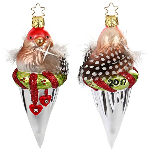Inge Glas - Christbaumschmuck, Baumschmuck - Vorfreudiger Bote 2017 - Swarovski Elements - 14 cm