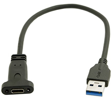 ChenYang USB C Kabel, USB 3.0 Typ A Stecker auf Typ C Buchse Datenkabel 20cm mit Schraubenloch für Plattenmontage