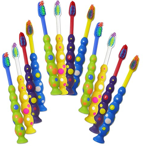 Dental Aesthetics Kinder-Zahnbürsten, Großpackung, manuelle Zahnbürsten (Saugnapf), 32 Stück