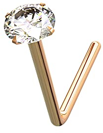 Monster Piercing 9 K Or Rose Broche Set 1,5 MM Rond CZ Pierre Calibre 22 L Bend Nez Stud Piercing