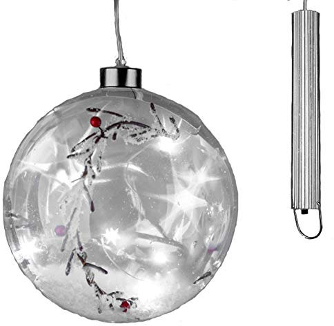 Schöne hängende Kugel ~ Winterzweig Stern ~ mit LED Beleuchtung Timer Batterie 15 cm