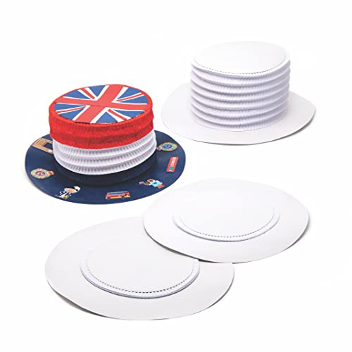 Baker Ross Lot de 4 Chapeaux Haut de Forme Pliés à personnaliser, Blanc, 32 cm