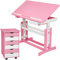 tectake 800062 Schreibtisch mit Rollcontainer, Schreibtisch neig- & höhenverstellbar, Rollcontainer mit 6 Schubladen (Pink | Nr. 401240)