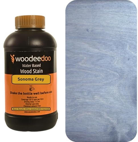 WooDeeDoo Water Based Wood Stain | Wood Dye | Ready to Use | Environmentally Friendly | Solvent Free | Odour Free | 1 L | Sonoma Grey